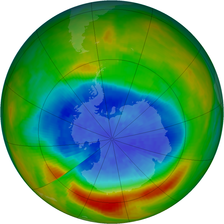 Antarctic ozone map for 22 September 1986
